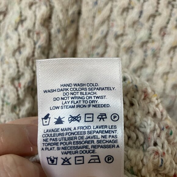 Lands' End Turtleneck Sweater Womens L cable Knit Speckled Fisherman - Picture 4 of 9